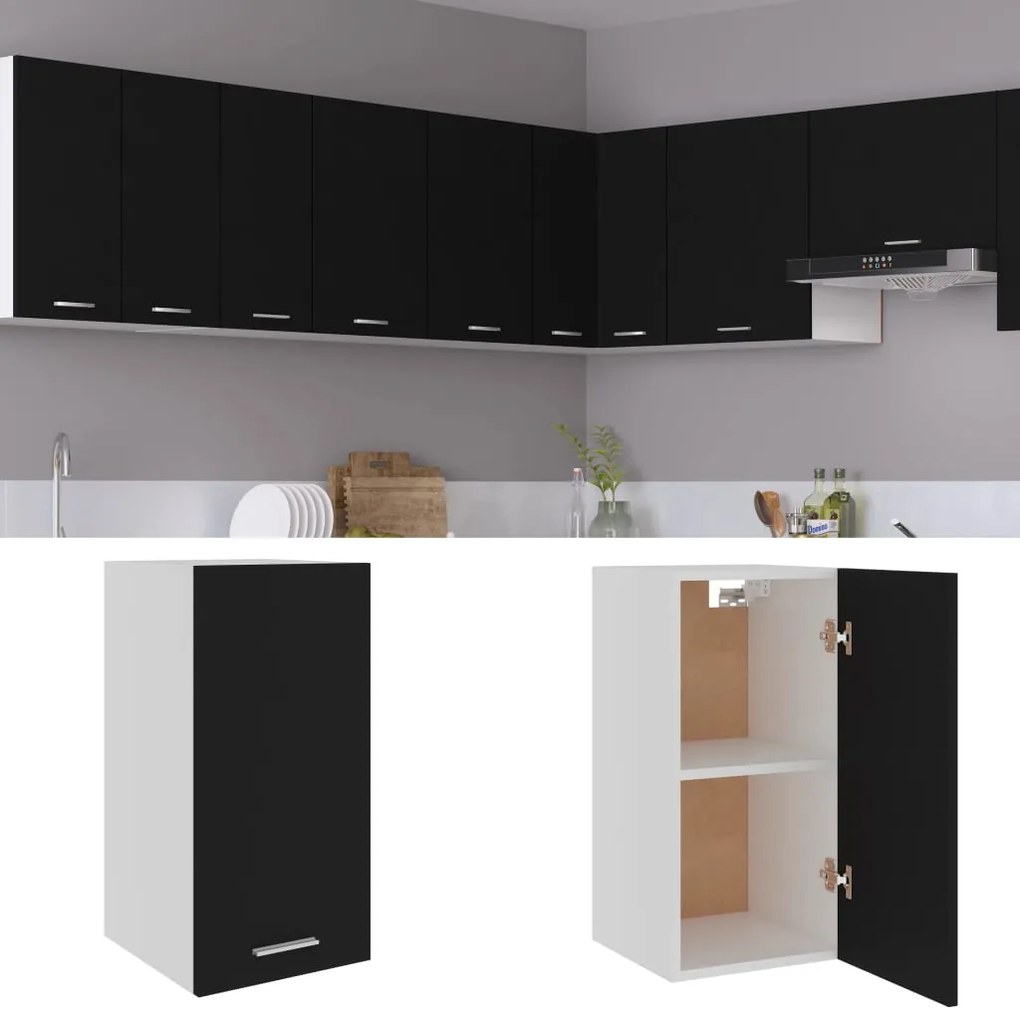 801245 vidaXL Висящ шкаф, Lyon черен, 29,5x31x60 см, инженерно дърво