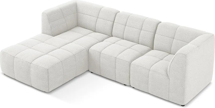 Бял ъглов диван от прежда с примки от букле (ляв ъгъл) Aloha – Makamii