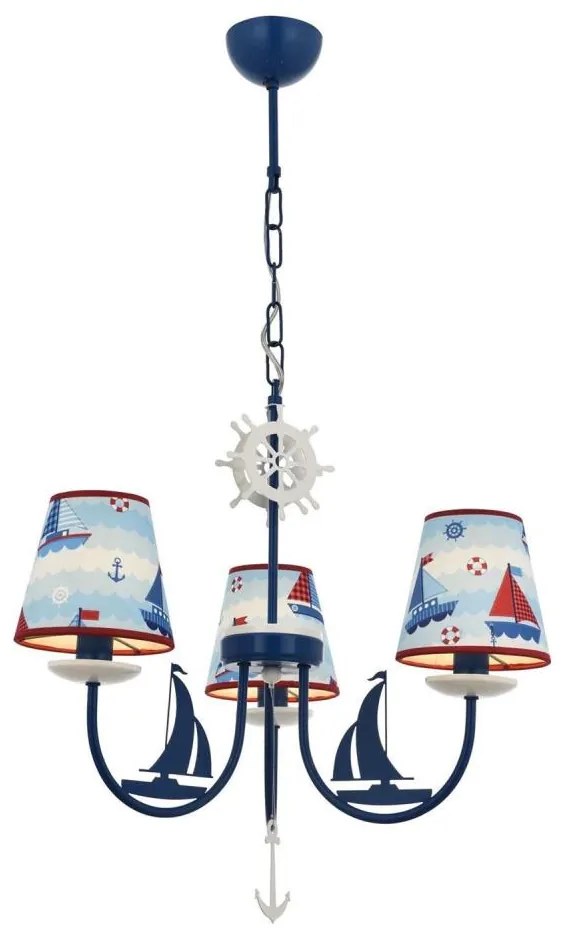 Детски полилей BOAT 3xE14/40W/230V, син