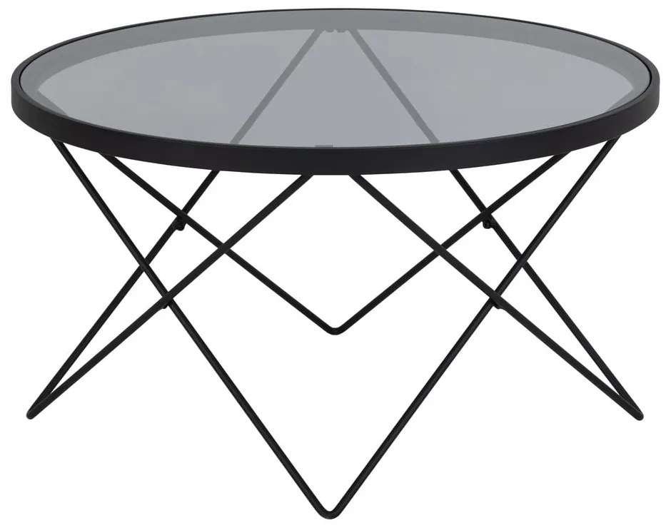 Черна масичка за кафе със стъклен плот ø 80 cm Cuxton - Actona