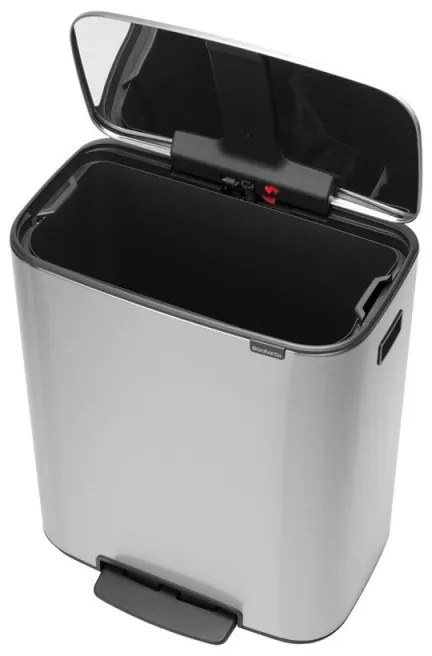 Кош за боклук Brabantia Bo Pedal 1003186, 60 л, Леко затваряне, Противоплъзгаща основа, Устойчив на пръстови отпечатъци, Инокс/Мат