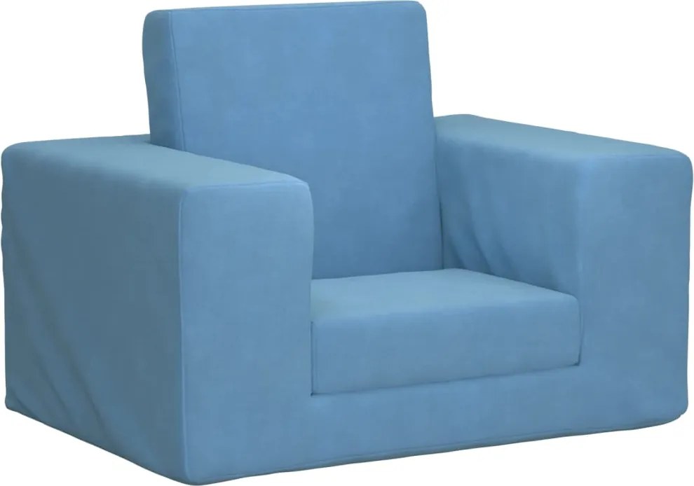 341825 vidaXL Детски диван-легло син мек плюш