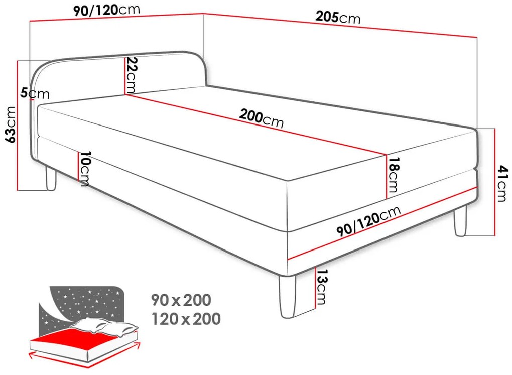 Тапицирано легло Hot II-Gray-120 x 200