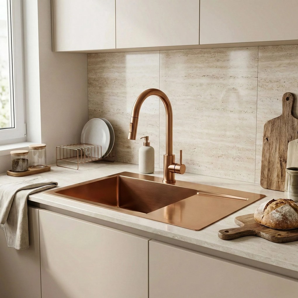 Стоманена мивка Fin BRUSH COPPER