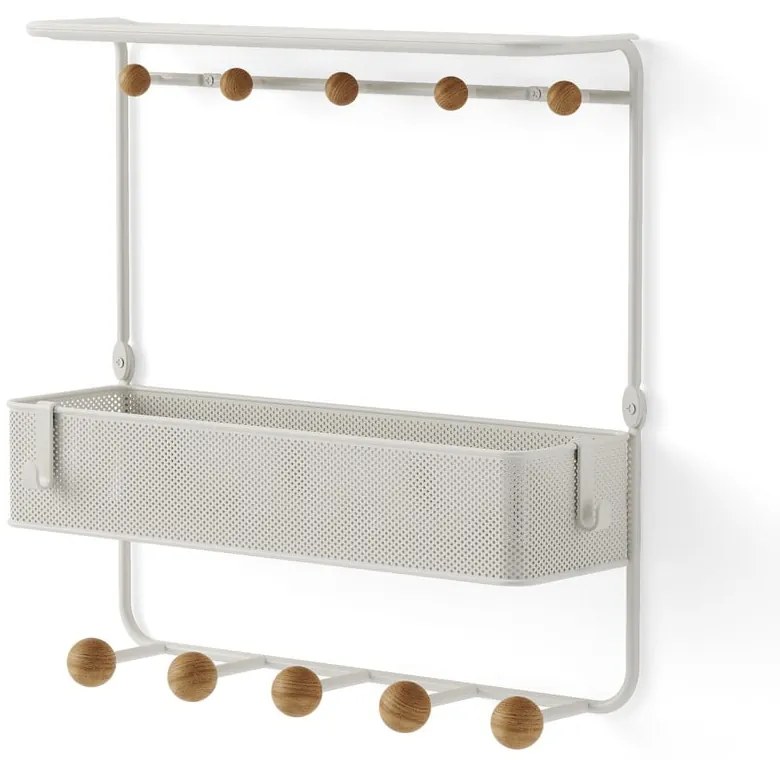 Бяла метална стенна закачалка с рафт Estique - Umbra