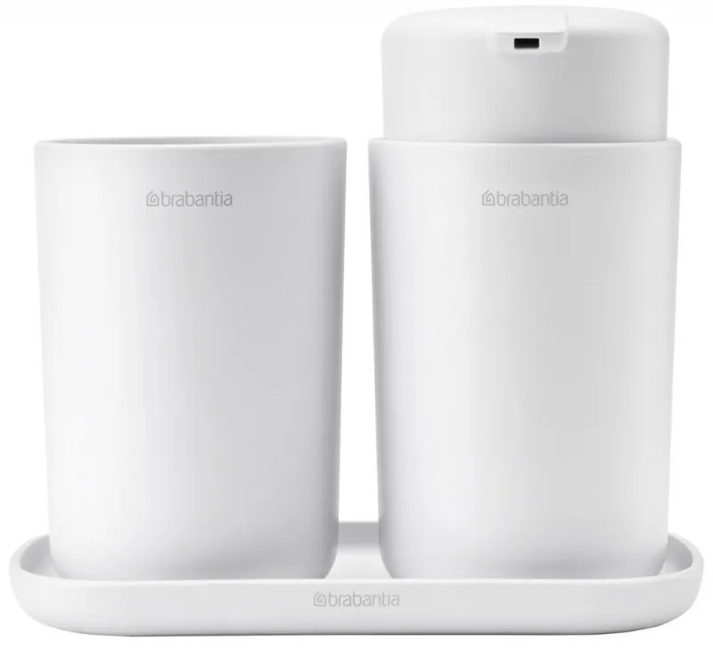 Комплект аксесоари за баня Brabantia ReNew 1003492, 3 части, 250 мл, Устойчиви на корозия, Бял