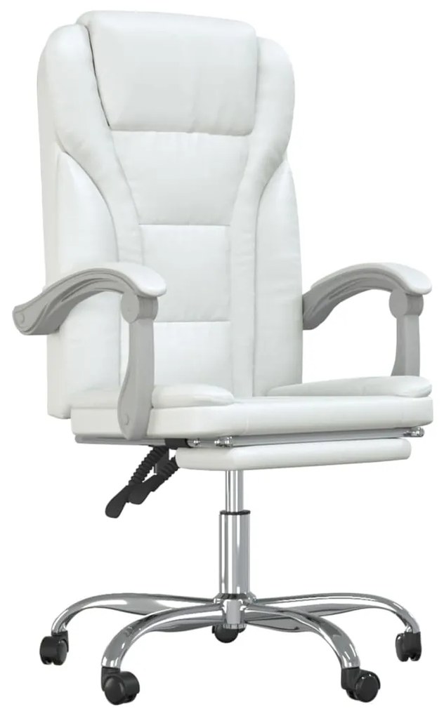 349702 vidaXL Наклоняем офис стол, бял, изкуствена кожа