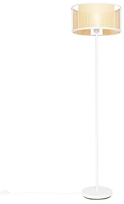 Ориенталска подова лампа бяла с ратан 40 см - Akira
