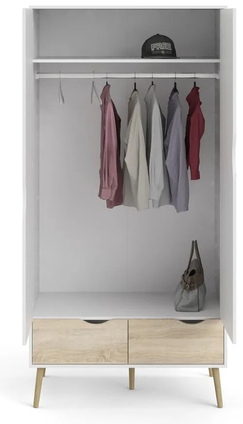 Бял гардероб 99x200 cm Oslo - Tvilum