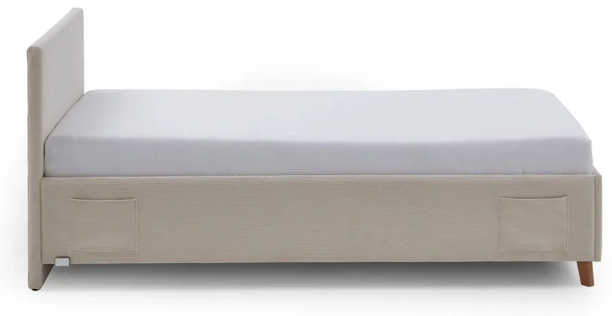Бежово тапицирано детско легло 90x200 cm с място за съхранение с включена подматрачна рамка Cool – Meise Möbel