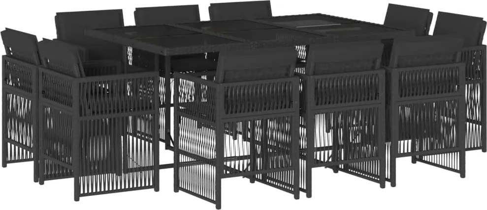 3211027 vidaXL Градински комплект с възглавници 11 части полиратан черен