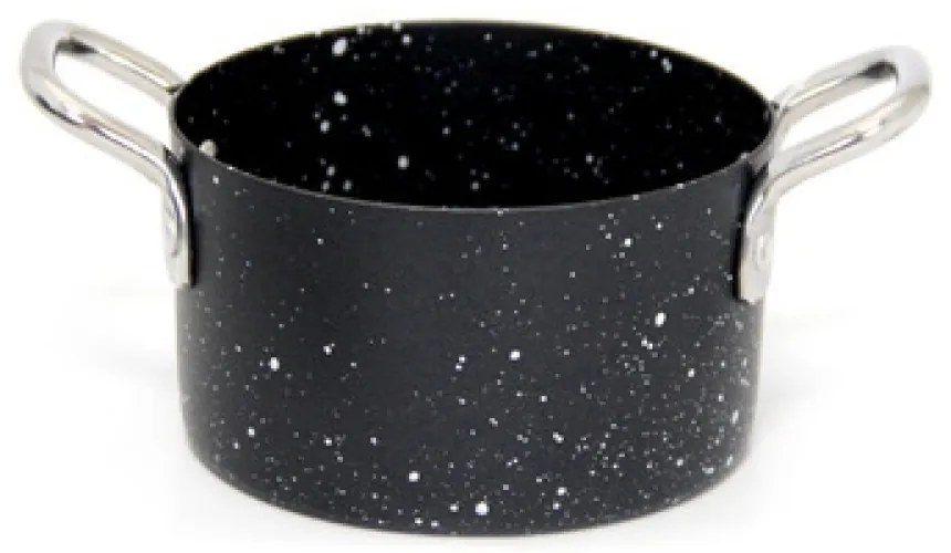 Horecano - Мини тенджерка за сервиране с незалепващо мраморно покритие 9x5,25см 350мл черна (SG-70225(C)