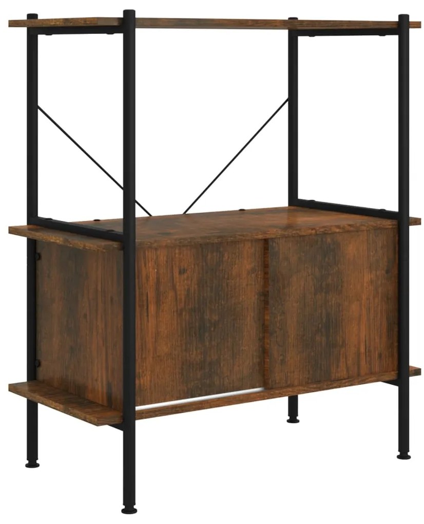 336352 vidaXL Стелаж на 3 нива с шкаф, 80x40x92 см, стомана и инженерно дърво