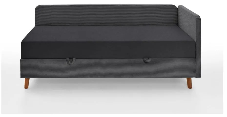 Тъмно сиво тапицирано единично легло с място за съхранение 90x200 cm Cabana - Meise Möbel