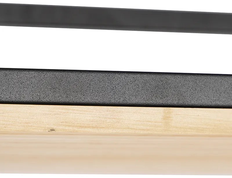 Индустриален висящ аплик черен с дърво 5-светлина - Shelf