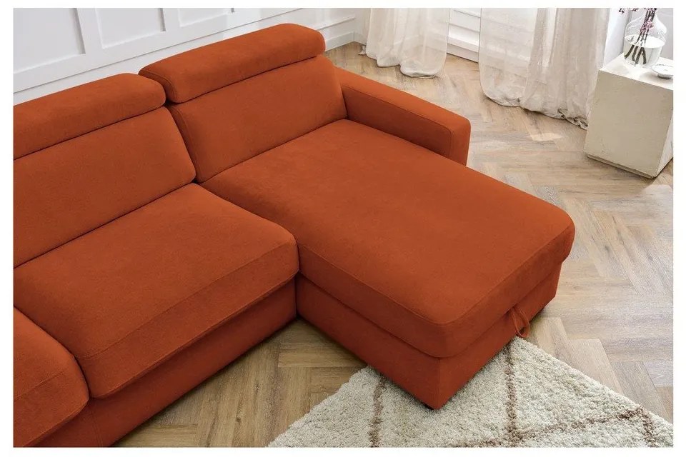 Разтегателен ъглов диван в тухлен цвят (променлив) Monaco – Bobochic Paris