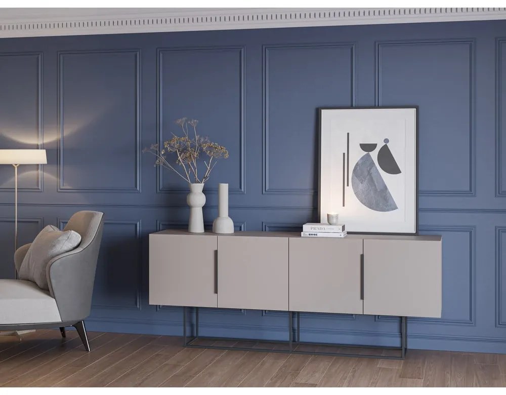 Нисък скрин в сиво-бежово 200x80 cm Titan - Marckeric