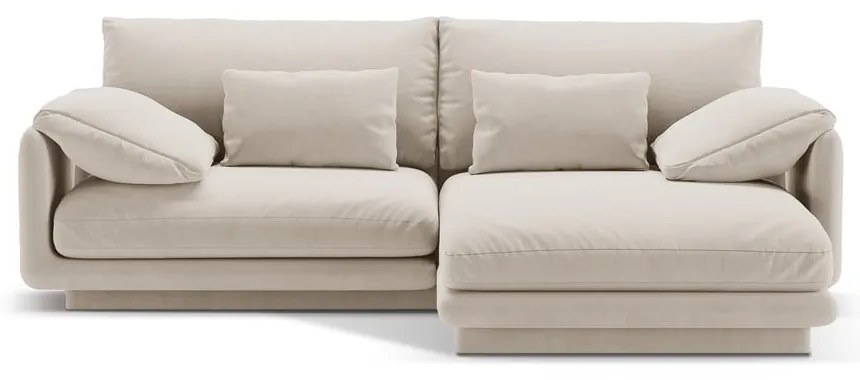 Бял кадифен ъглов диван (десен ъгъл) Torino – Micadoni