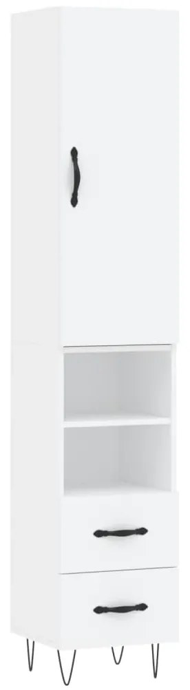 3198945 vidaXL Висок шкаф, бял, 34,5x34x180 см, инженерно дърво