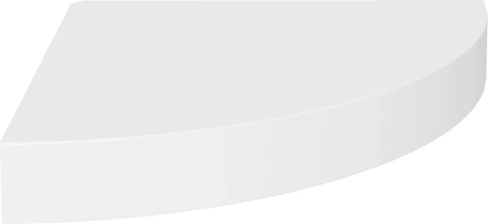 323895 vidaXL Окачен ъглов рафт, бял, 25x25x3,8 см, МДФ