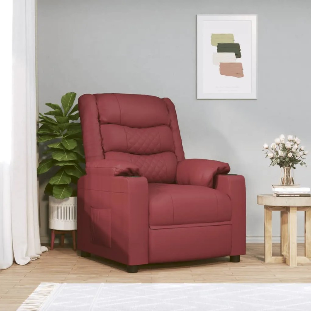 3143453 vidaXL Електрически наклоняем стол, виненочервен, изкуствена кожа