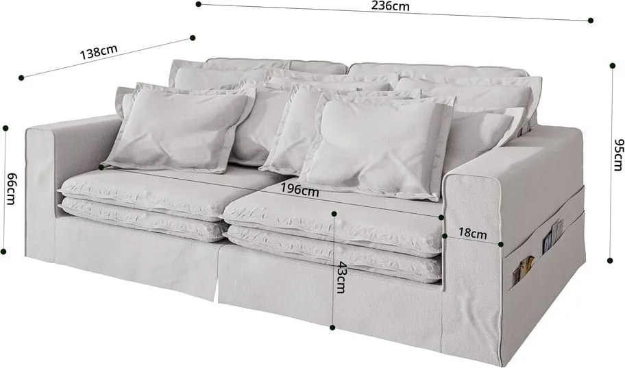 Бял диван 236 cm Nora – Ropez