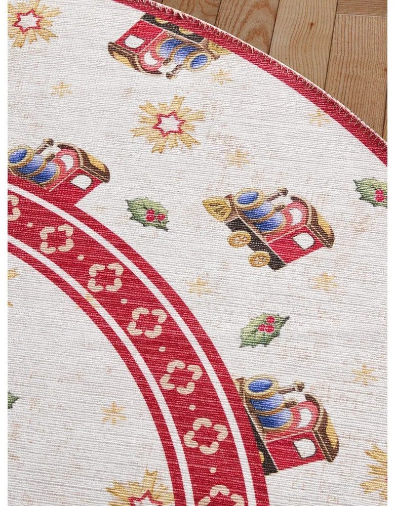 Червен кръгъл килим с коледен мотив ø 160 cm Toy's Delight Train – Villeroy&amp;Boch