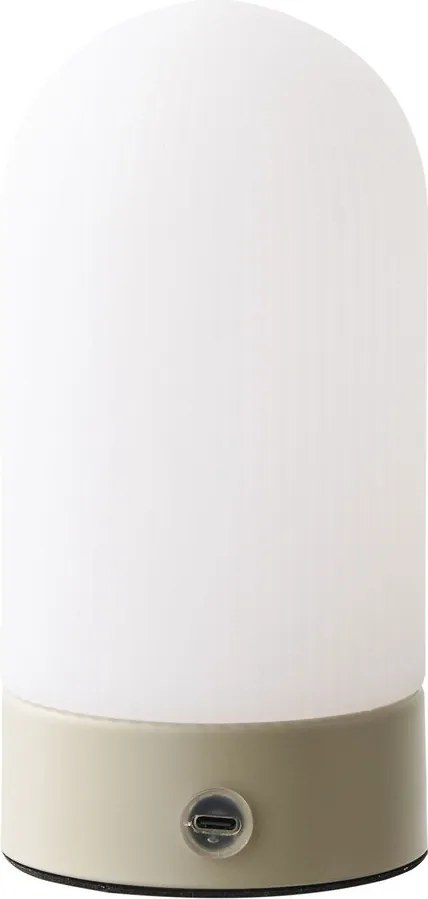 Бяла/кафяво-сива метална настолна лампа с пластмасов абажур (височина 18 cm) Ashford – House Nordic