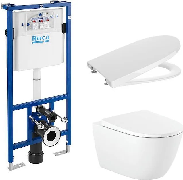 Комплект за WC, Duplo 4 в 1, Ona Rimless (бутон по избор), A890090020 + A346687000 + A801E12001