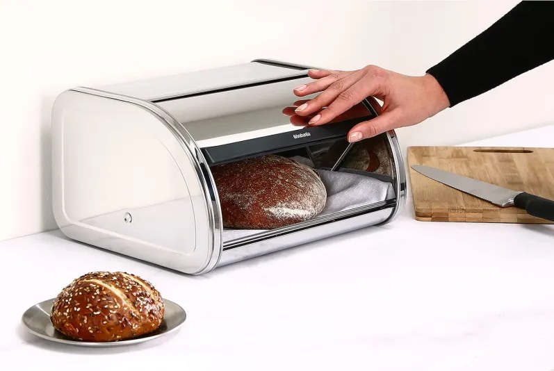 Кутия за хляб Brabantia Roll Top 646888, 11 л, 31.6x26.5 см, Специална структура, Инокс