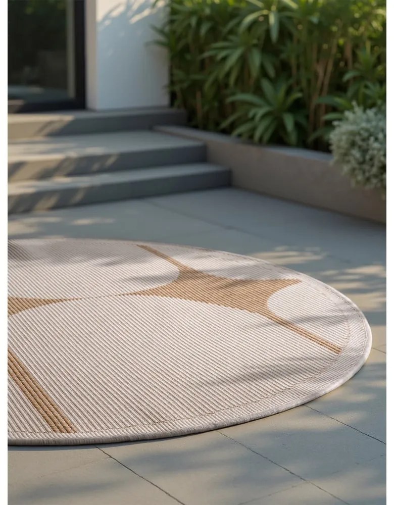 Кръгъл килим за открито и закрито в цвят слонова кост и бежово ø 160 cm Duet Bowen – NORTHRUGS