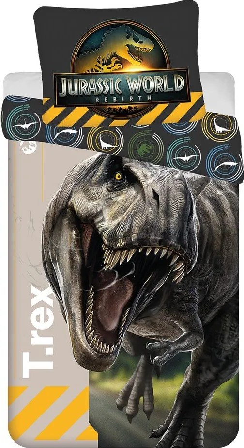 Единично памучно детско спално бельо 140x200 cm Jurassic World "T-Rex" – Jerry Fabrics