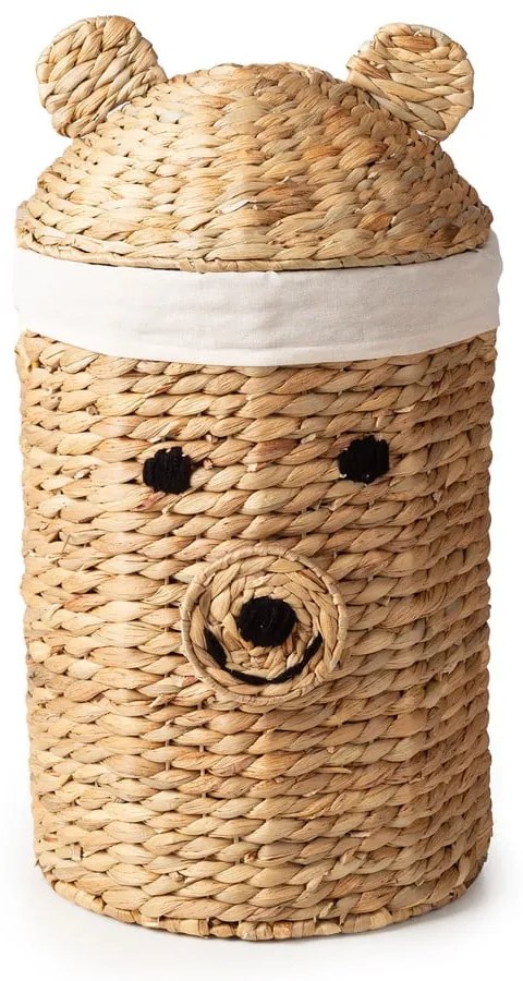 Детска кошница за играчки от воден зюмбюл естествена ø 30x56 cm Bear – Compactor