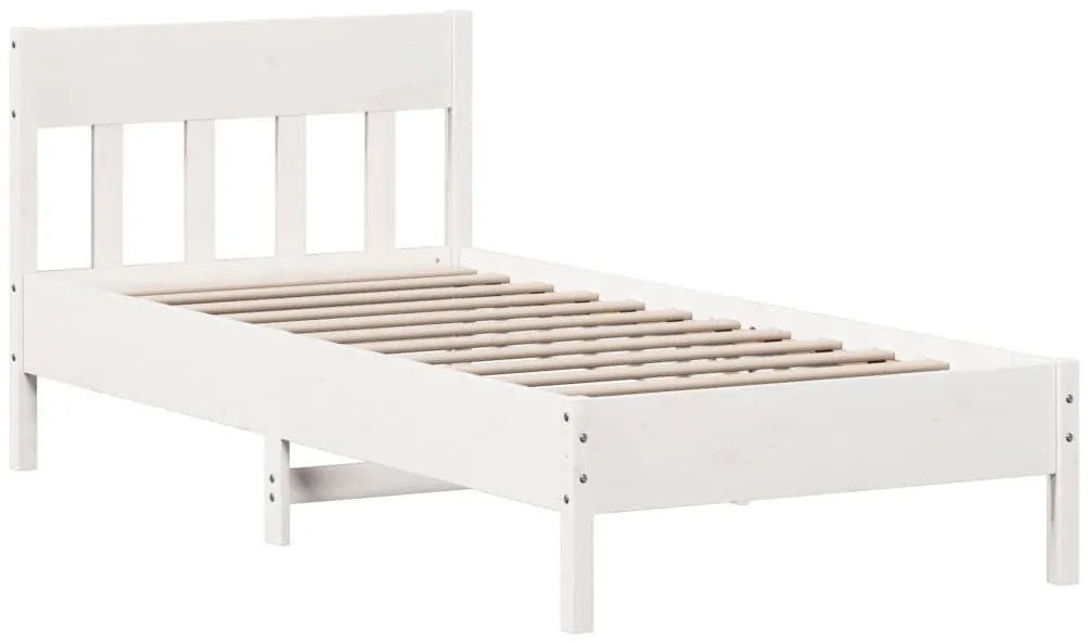 842659 vidaXL Рамка за легло без матрак, бял, 90x200 см, бор масив