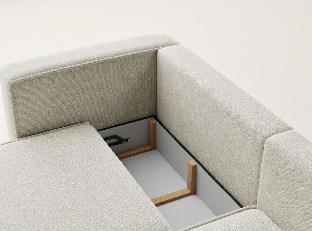 Кремав шенилов сгъваем/с място за съхранение ъглов диван (десен ъгъл) Velto – Maison de Rêve