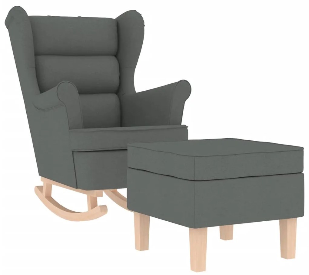 3307998 vidaXL Люлеещ се стол с табуретка за крака, тъмносив, плат