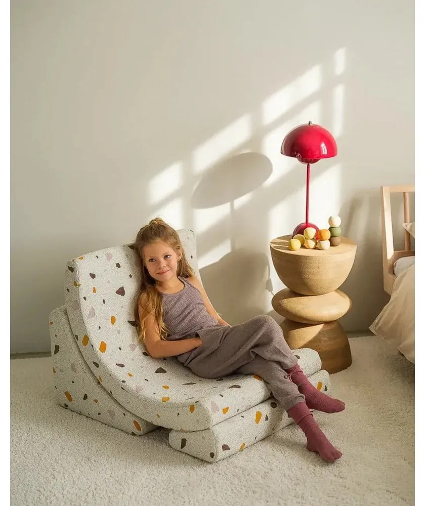 Бял детски стол от букле и шенил Terrazzo Moon – Wigiwama