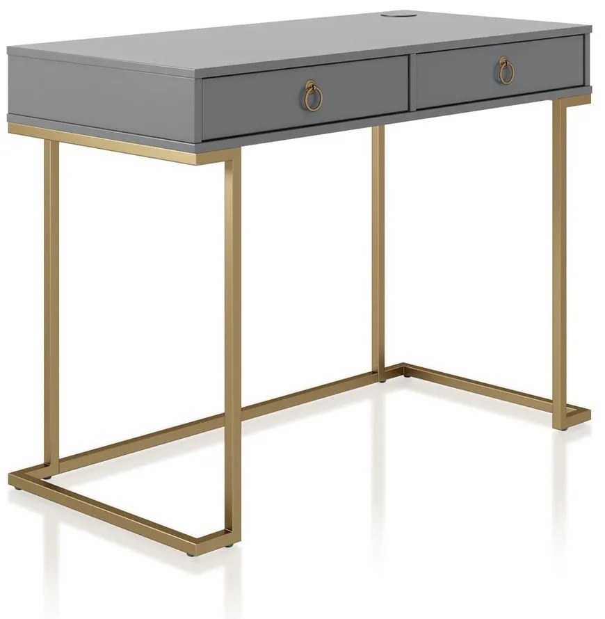 Сива работна маса Camila - CosmoLiving by Cosmopolitan