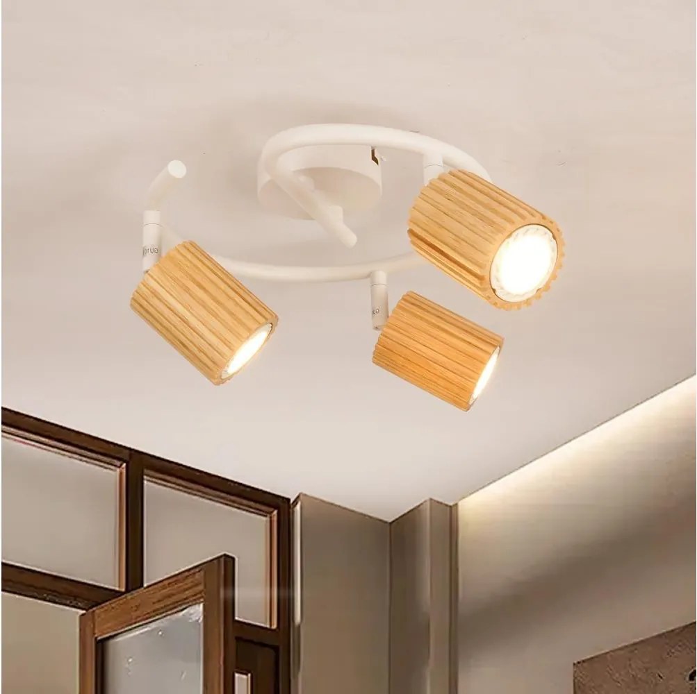 Brilagi - Спот MODERN WOOD 3xGU10/8W/230V дърво/бяло