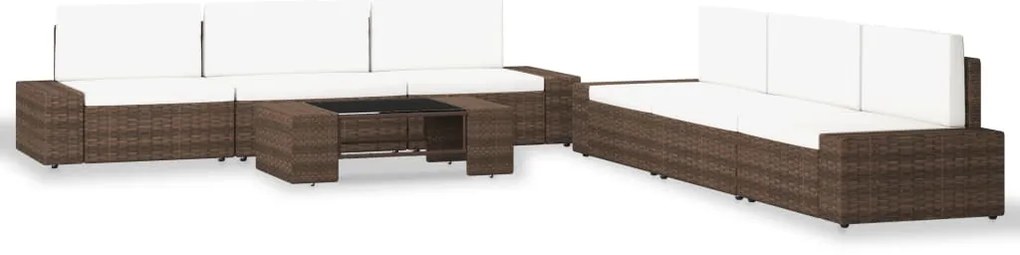3054590 vidaXL Градински комплект, 7 части, кафяв полиратан