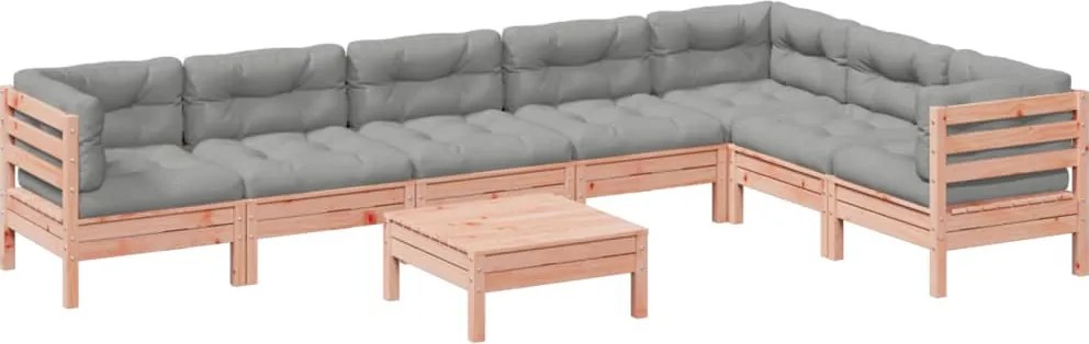 3299483 vidaXL Градински комплект с възглавници, 8 части, дугласка ела масив