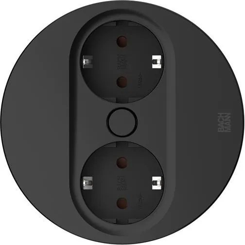 BACHMANN Модул TWIST 2 КРЪГЪЛ с 2х Шуко, с кабел 2м, цвят Черен,  - B946.100
