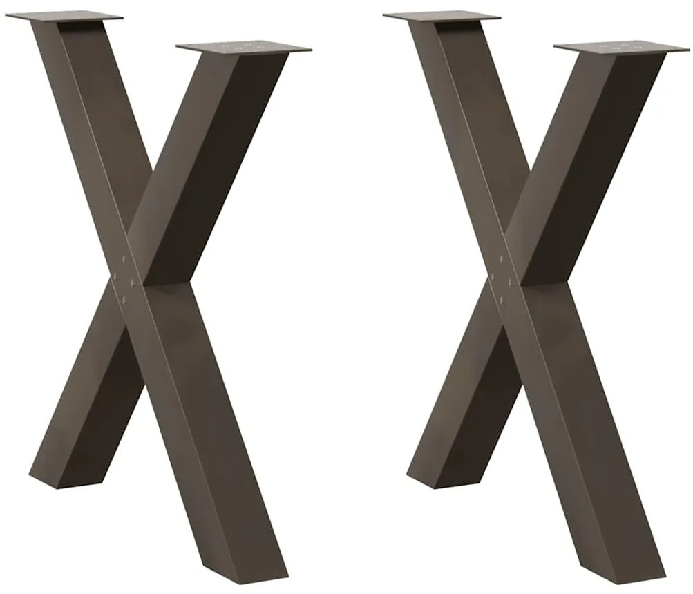 4012979 vidaXL Крака за трапезна маса, X-образни, 2 бр., естествена стомана, 70 x (72-73) см, стомана