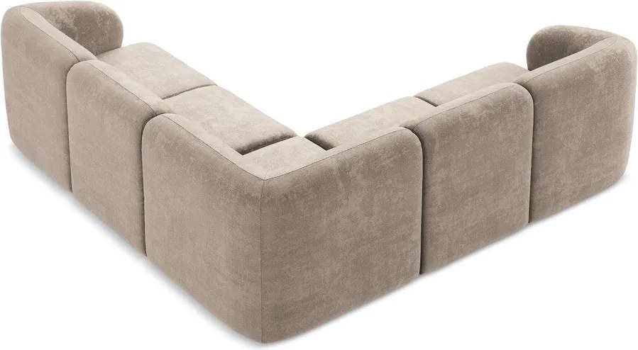 Светлокафяв шенилов ъглов диван Lani – Makamii