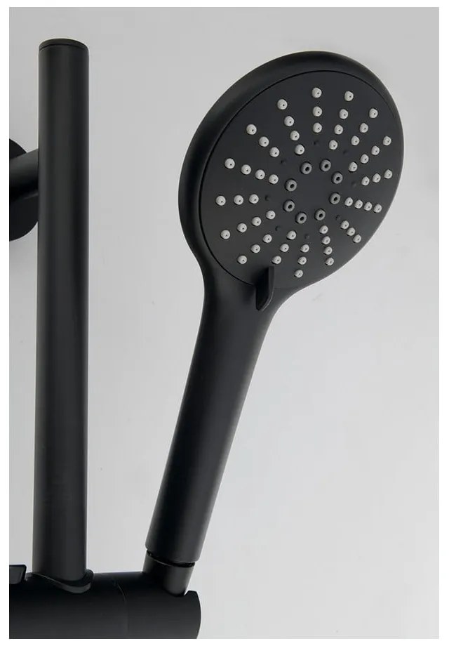 Матово-черен месингов душ комплект с ръчен душ и подвижен държач 70 cm – Sapho