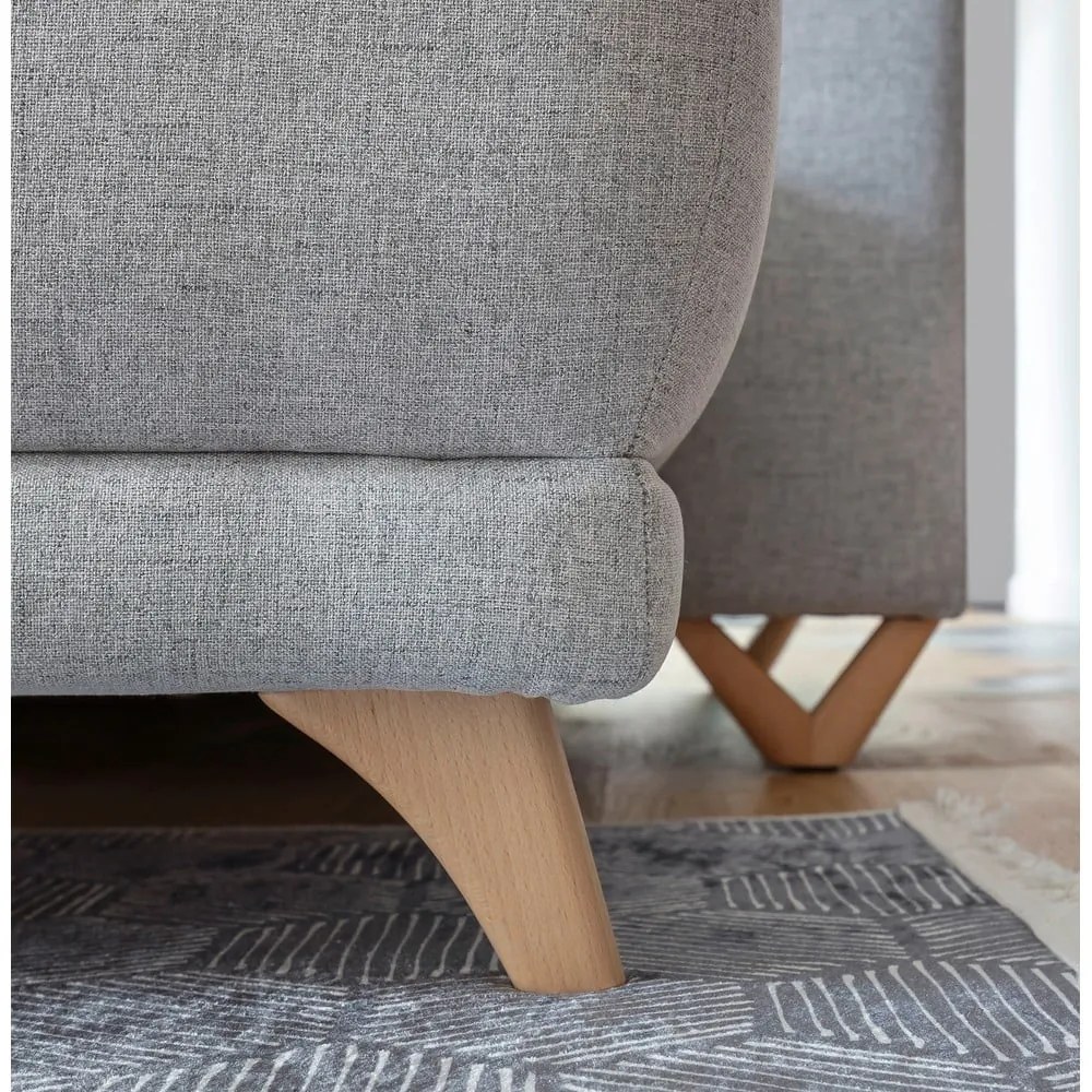 Светлосив разтегателен/с място за съхранение ъглов диван (ляв ъгъл/U форма) Classy Sophie – Miuform