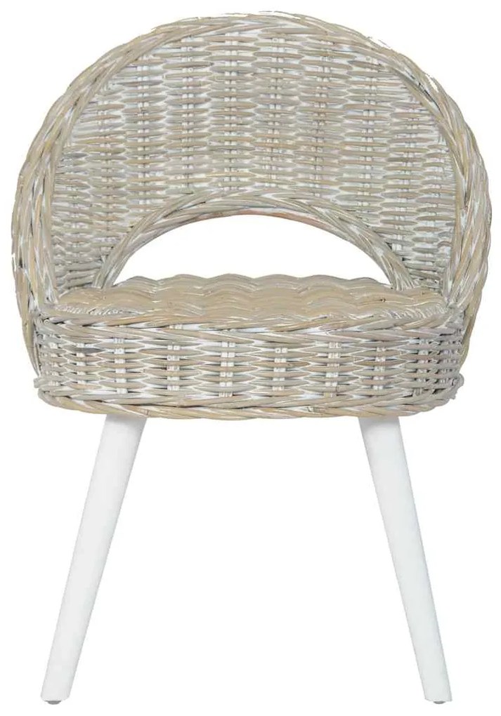 285229 vidaXL Кресло, кубу ратан, бяло