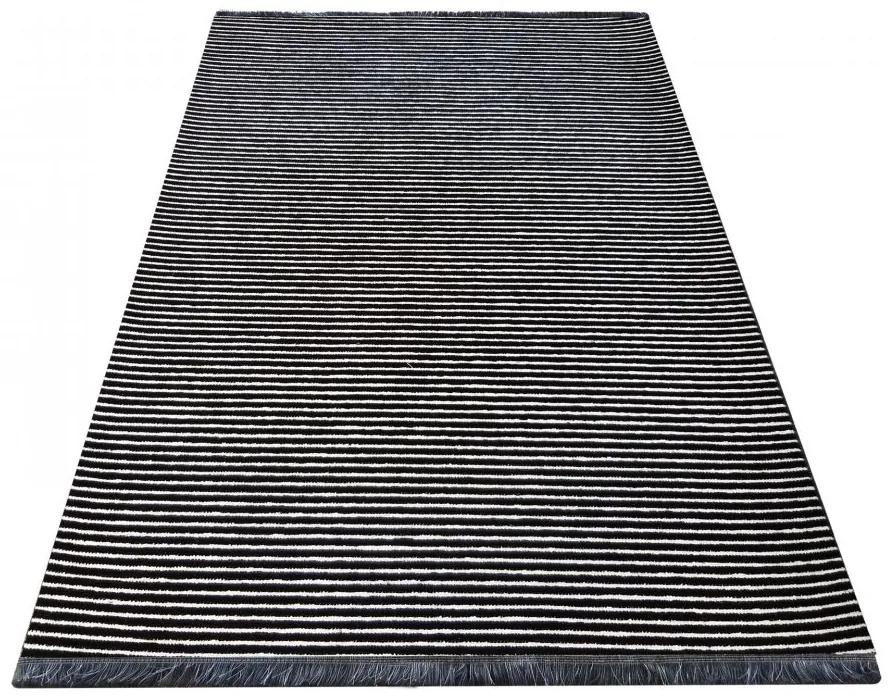 Черно-бял килим за дневна с противоплъзгащо покритие Ширина: 160 см | Дължина: 230 см
