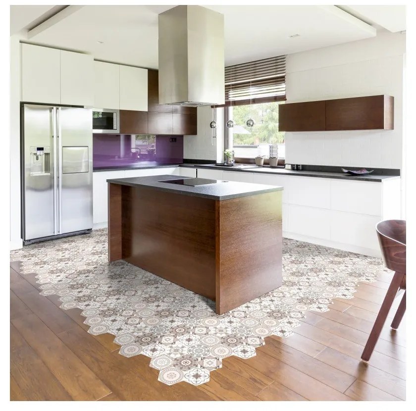 Комплект от 10 стикера за под Стикери за под Шестоъгълници , 40 x 90 cm Cornalina - Ambiance