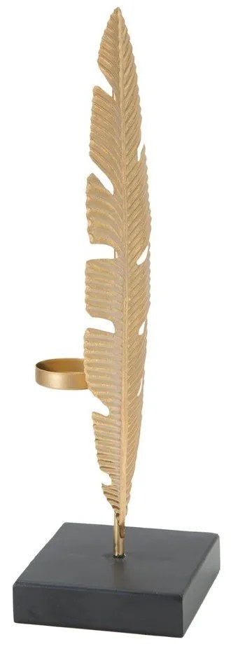Декоративен свещник в златист цвят Feather, височина 34 cm Glam - Mauro Ferretti